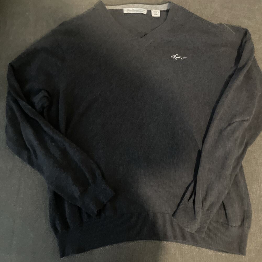 Greg Norman Men M 100% Cotton Sweater Pullover Black & Grey 2 SWEATERS